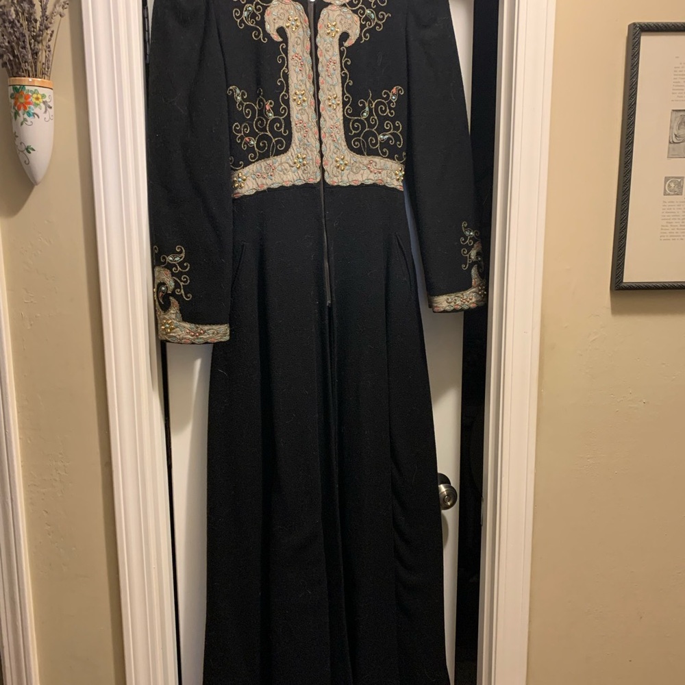 Elegant Black Embroidered Women's Dress